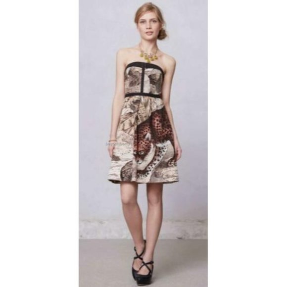 Anthropologie Liefsdottir Felidae Cheetah Dress 0 EUC - Picture 1 of 5